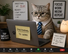 1. Cat pretending to work